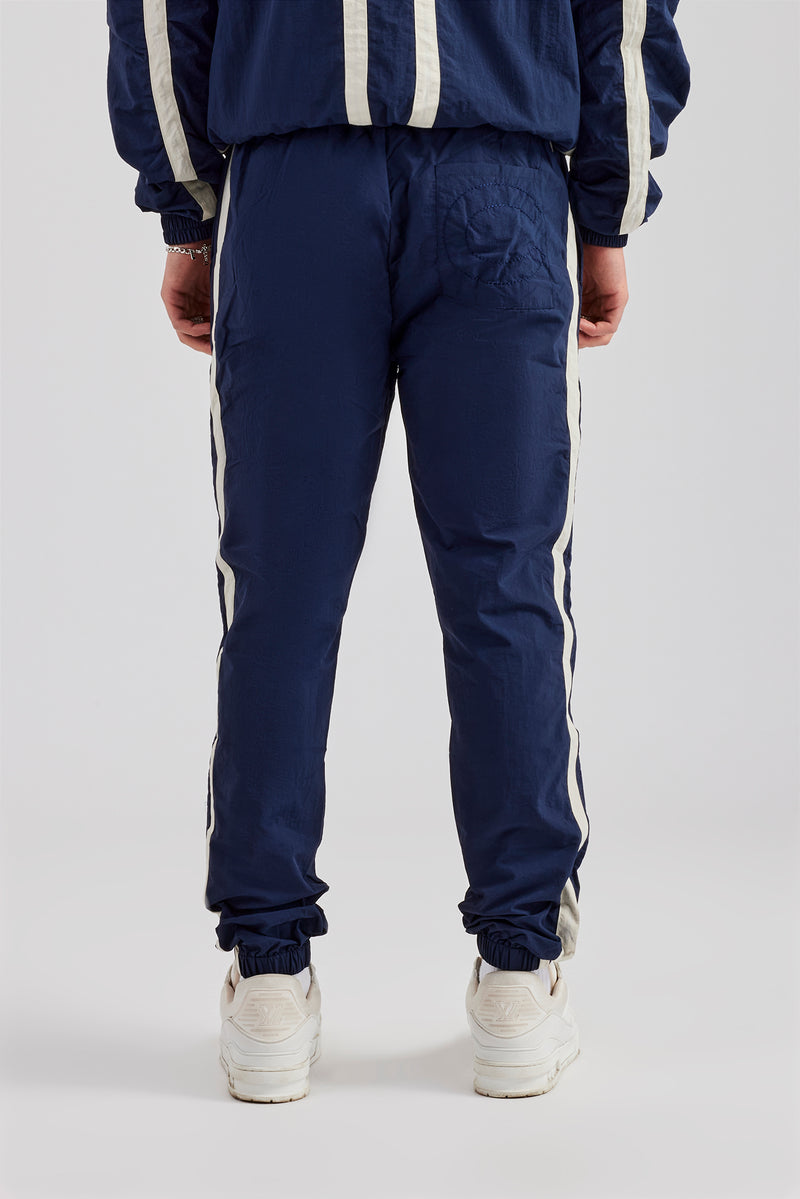 Nylon Colour Block Cuffed Jogger - Navy