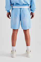 Washed Relaxed Fit Jersey Short - Light Blue