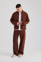 Contrast Logo Twill Harrington Jacket & Trouser - Chocolate