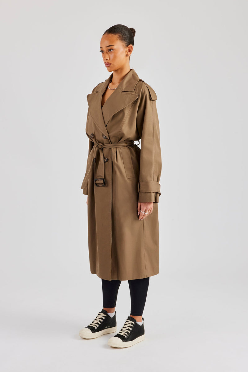 Twill Trench Coat - Taupe