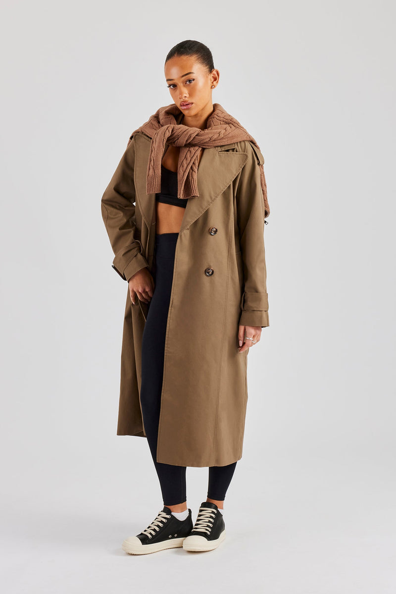 Twill Trench Coat - Taupe