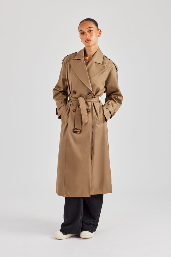 Twill Trench Coat - Taupe