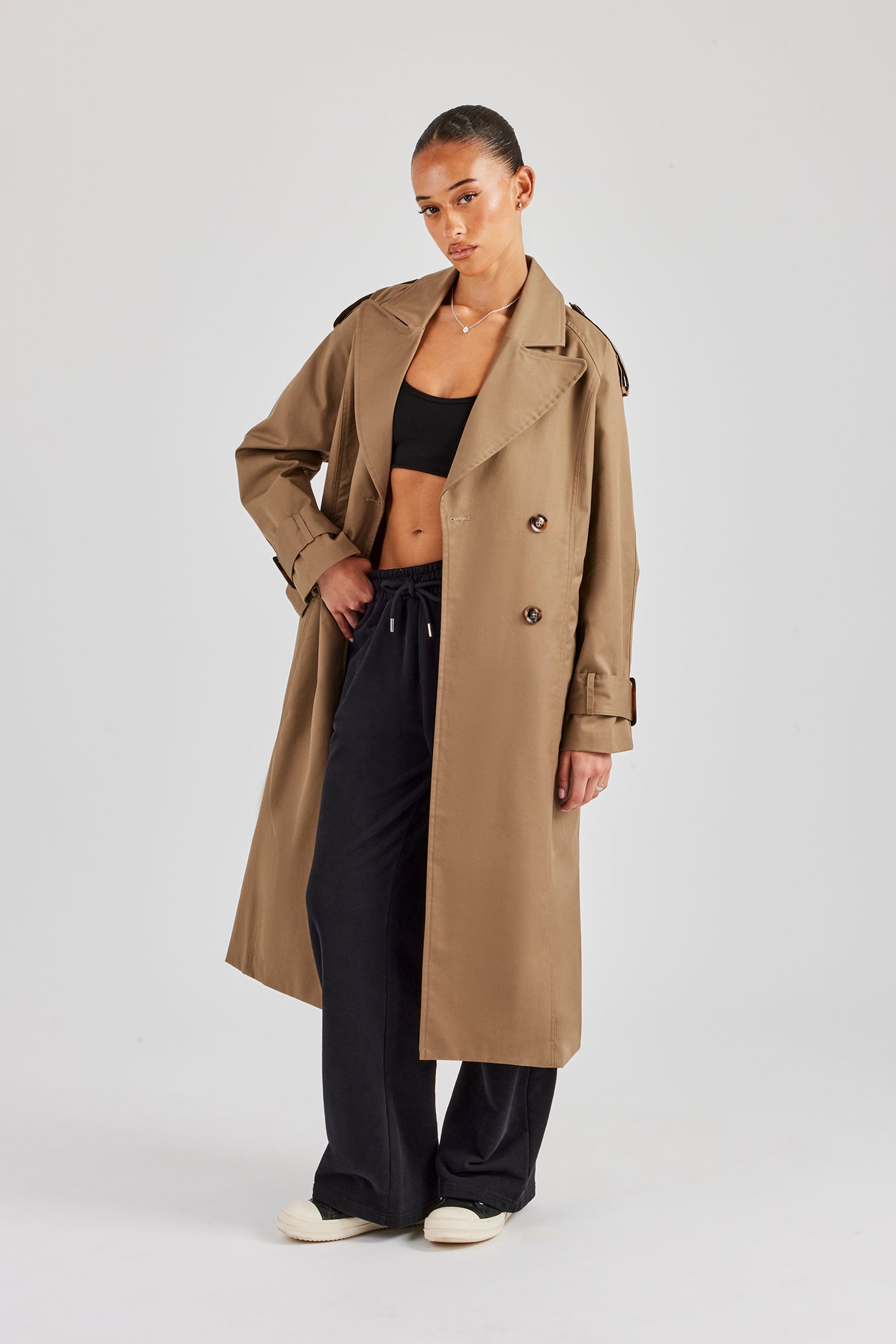 Twill Trench Coat - Taupe | Womens Outerwear | Shop Jackets at
