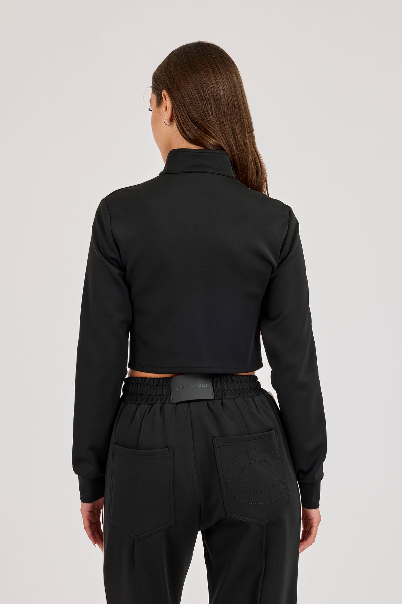 Fitted Taping Track Top - Black