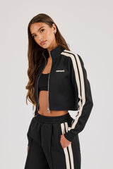 Fitted Taping Track Top - Black
