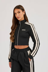 Fitted Taping Track Top - Black