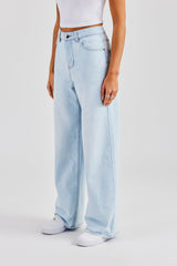 Baggy Paraiso Applique Jeans - Light Blue