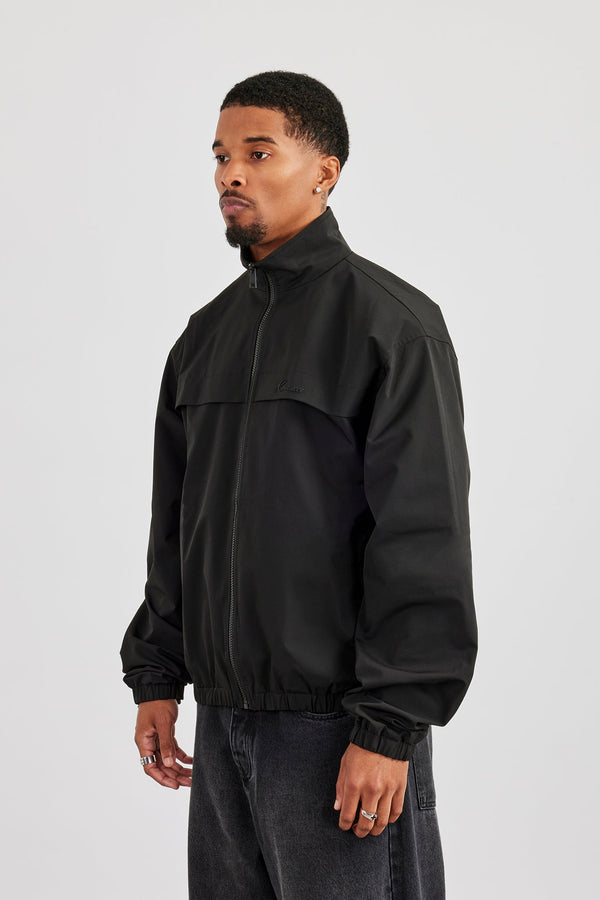 Zip Front High Build Funnel Neck Jacket - Black
