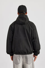 Zip Front High Build Hooded Jacket - Black