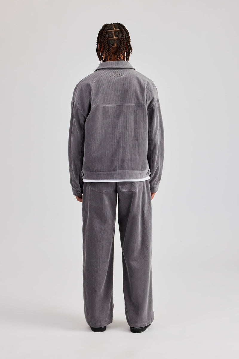 Oversized Cord Jacket & Straight Leg Trouser - Grey