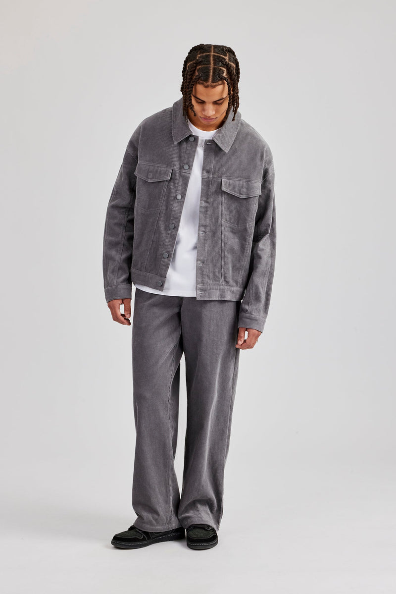 Oversized Cord Jacket - Grey