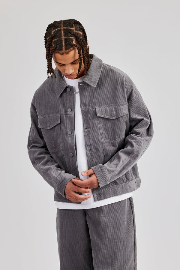 Oversized Cord Jacket - Grey