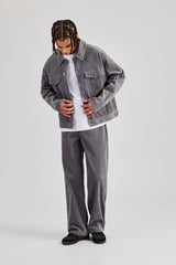 Oversized Cord Jacket & Straight Leg Trouser - Grey