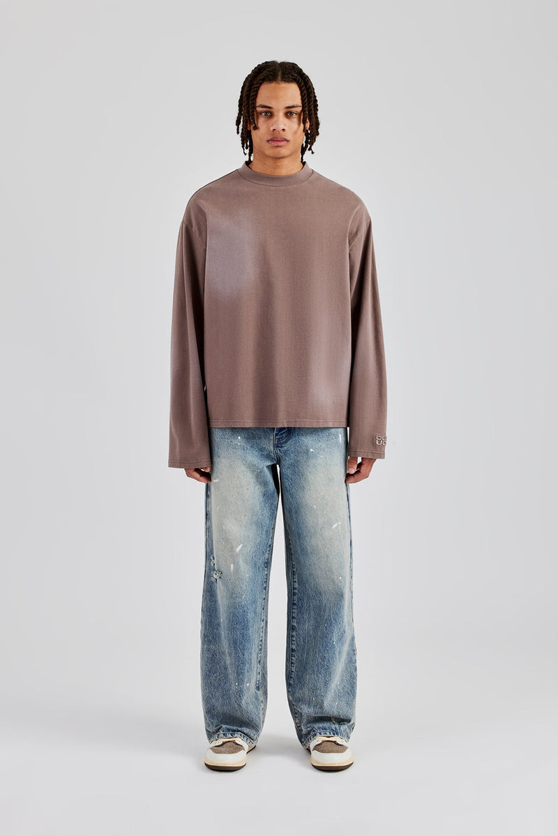 Washed Long Sleeve T-Shirt - Taupe