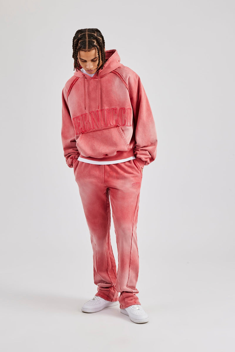 Washed Flared Drawcord Jogger - Washed Red