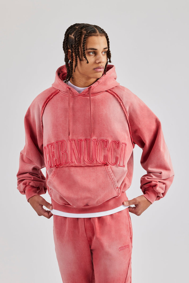 Washed Cernucci Drawcord Hoodie - Washed Red