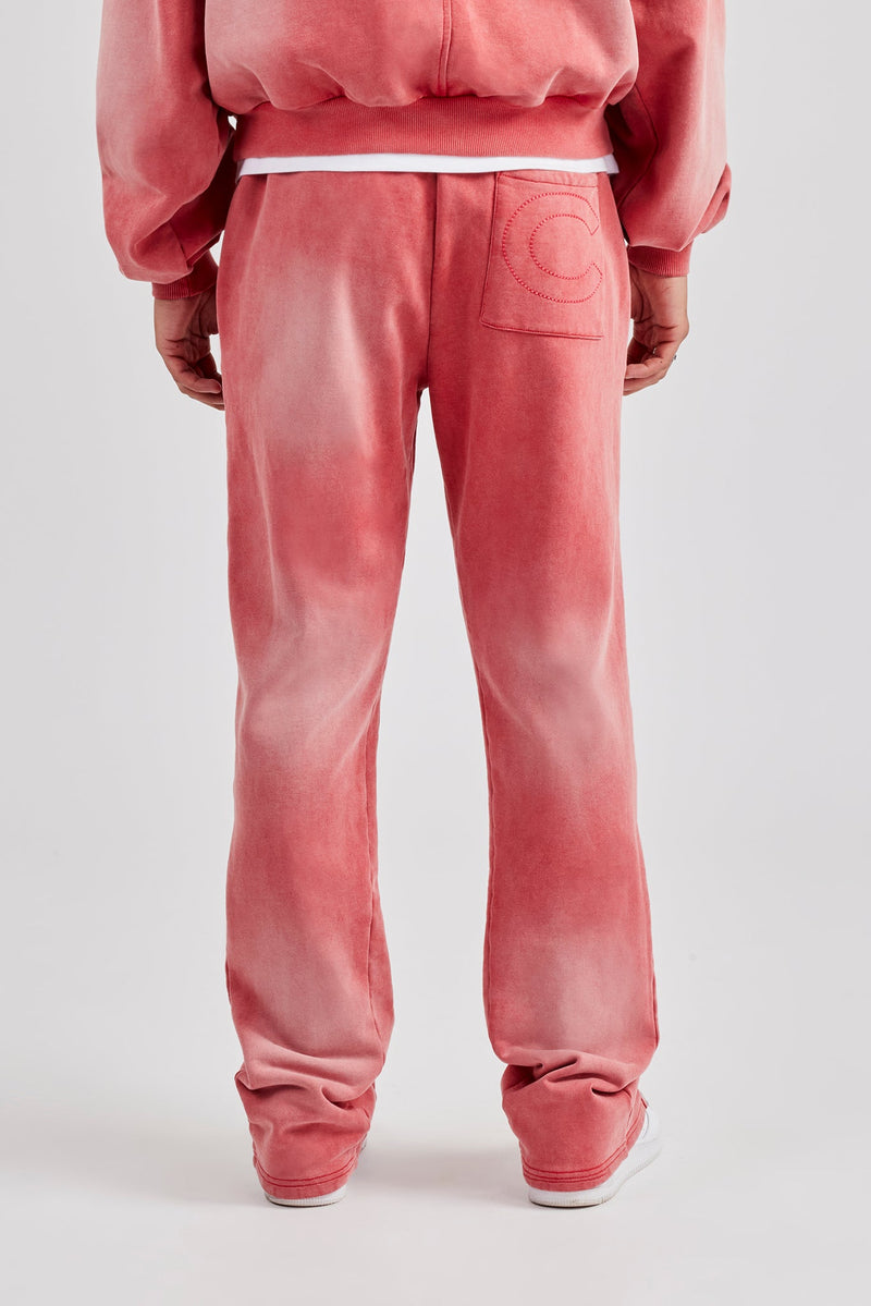 Washed Flared Drawcord Jogger - Washed Red