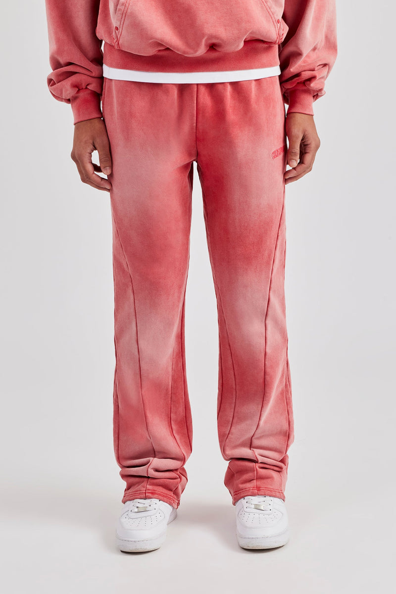 Washed Flared Drawcord Jogger - Washed Red