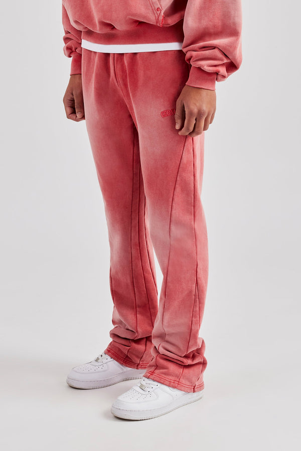 Washed Flared Drawcord Jogger - Washed Red