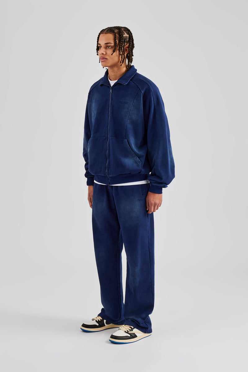 Washed Straight Leg Jogger - Navy Blue