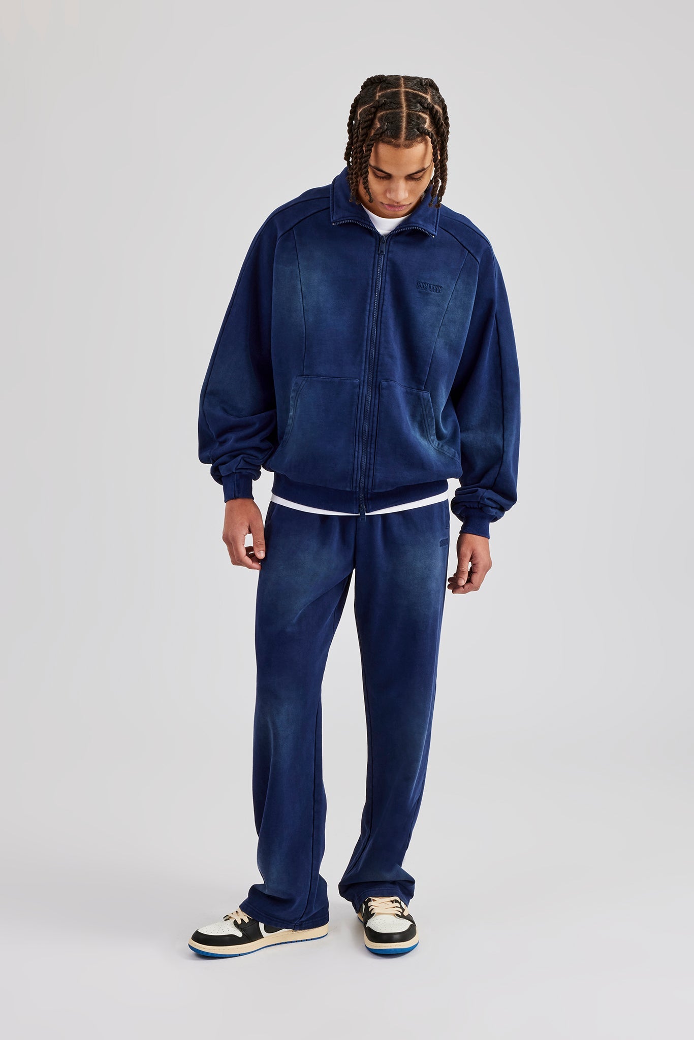 Washed Straight Leg Jogger - Navy Blue