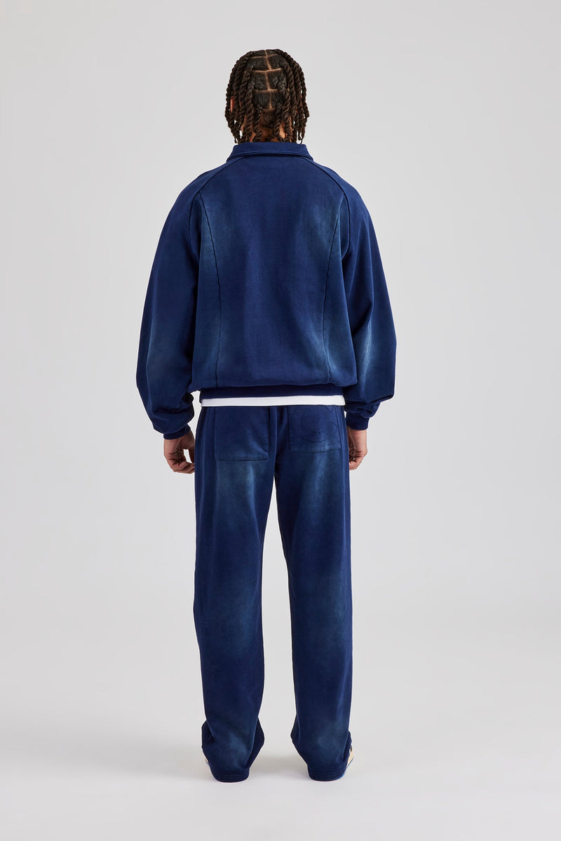 Washed Straight Leg Jogger - Navy Blue