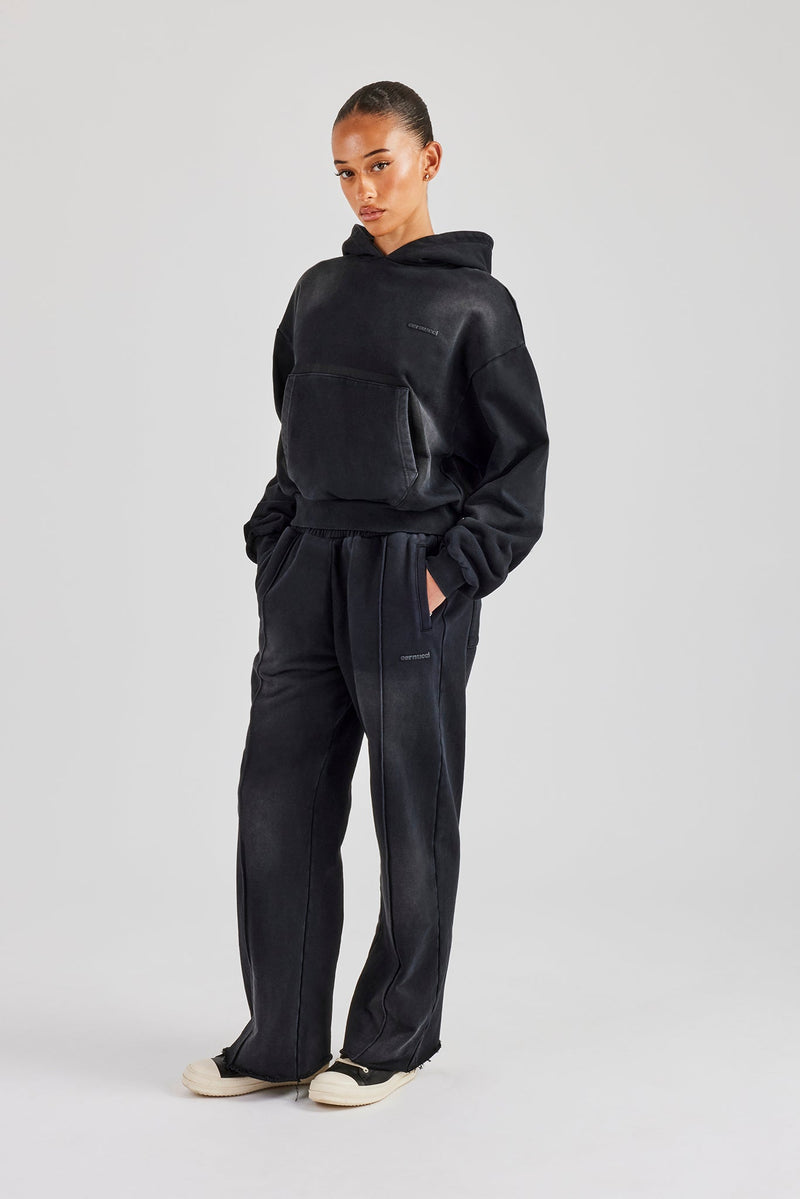 Boxy Shadow Pocket Tracksuit- Washed Black