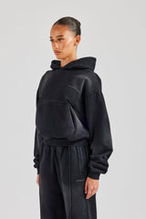 Boxy Shadow Pocket Hoodie - Washed Black