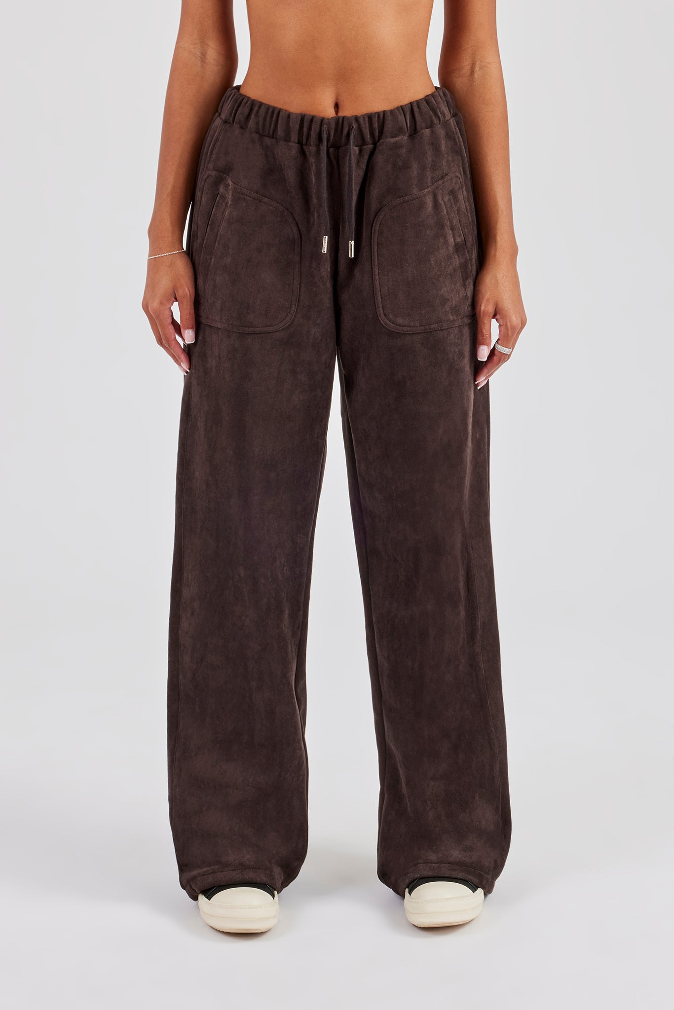 Suede Wide Leg Trouser - Chocolate