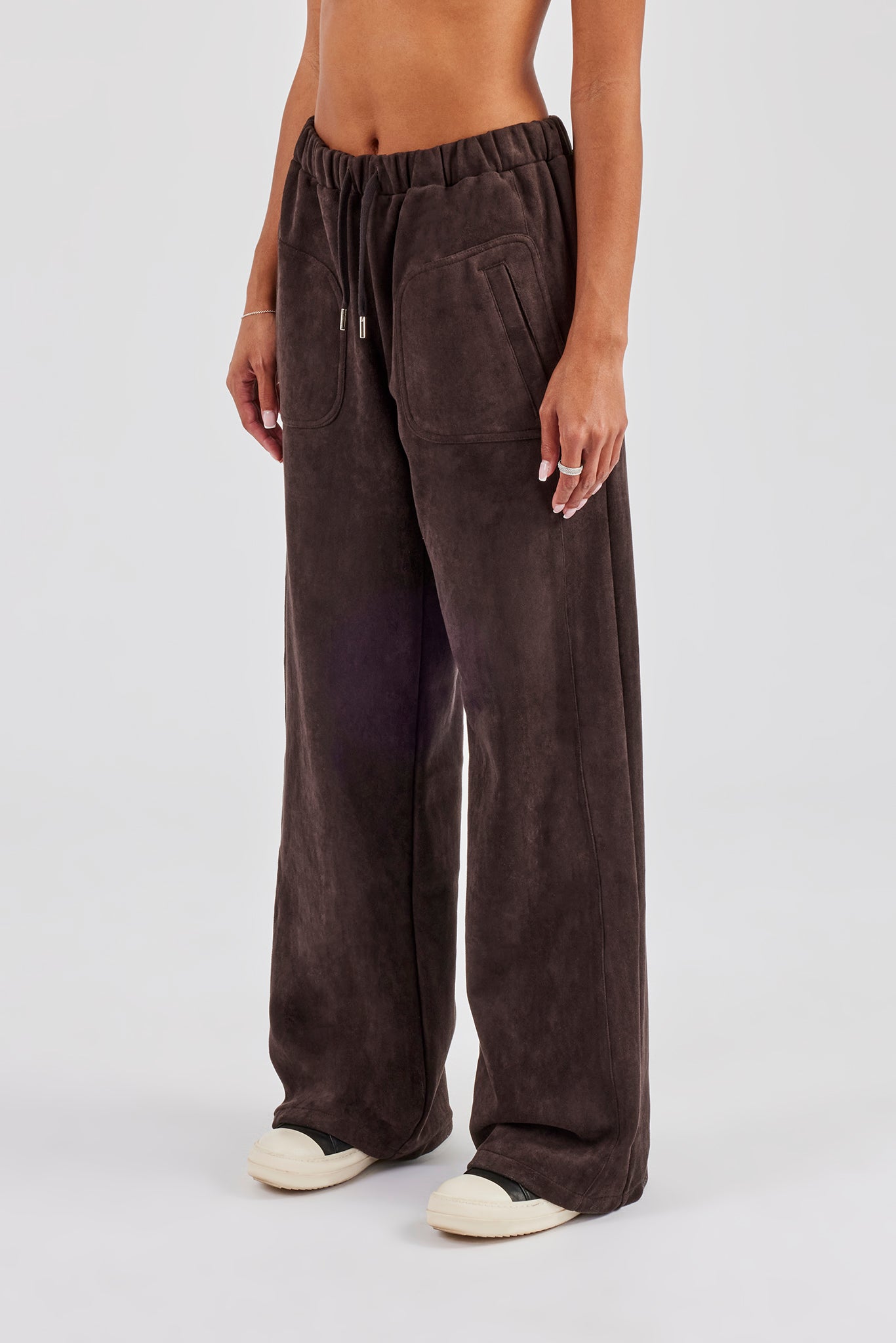 Suede Wide Leg Trouser - Chocolate