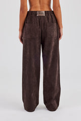 Suede Wide Leg Trouser - Chocolate