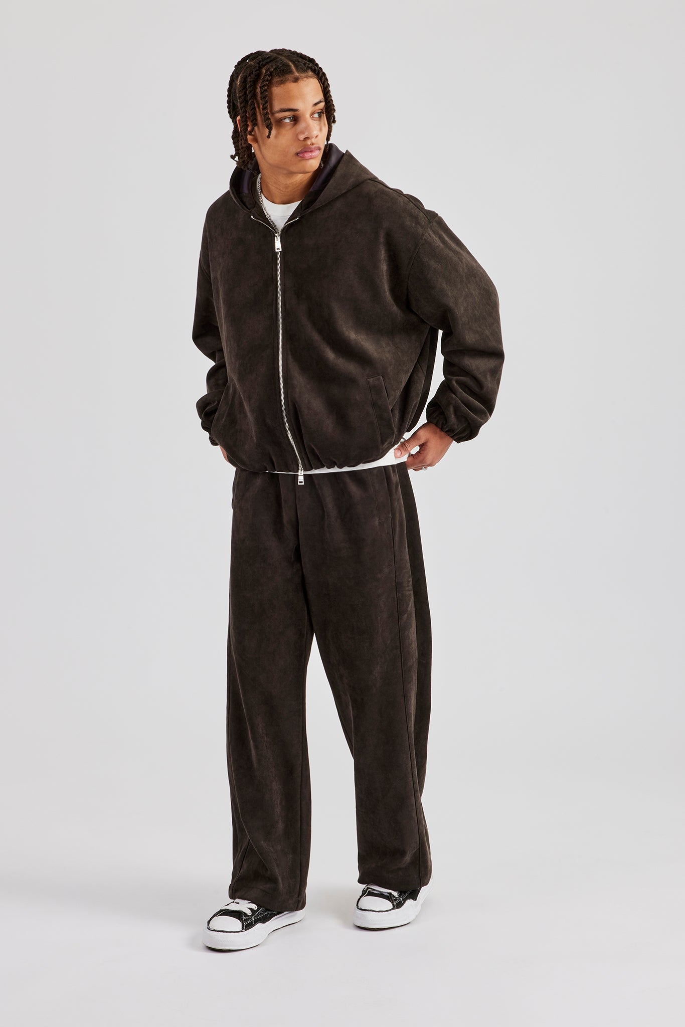 Suede Relaxed Jogger - Charcoal