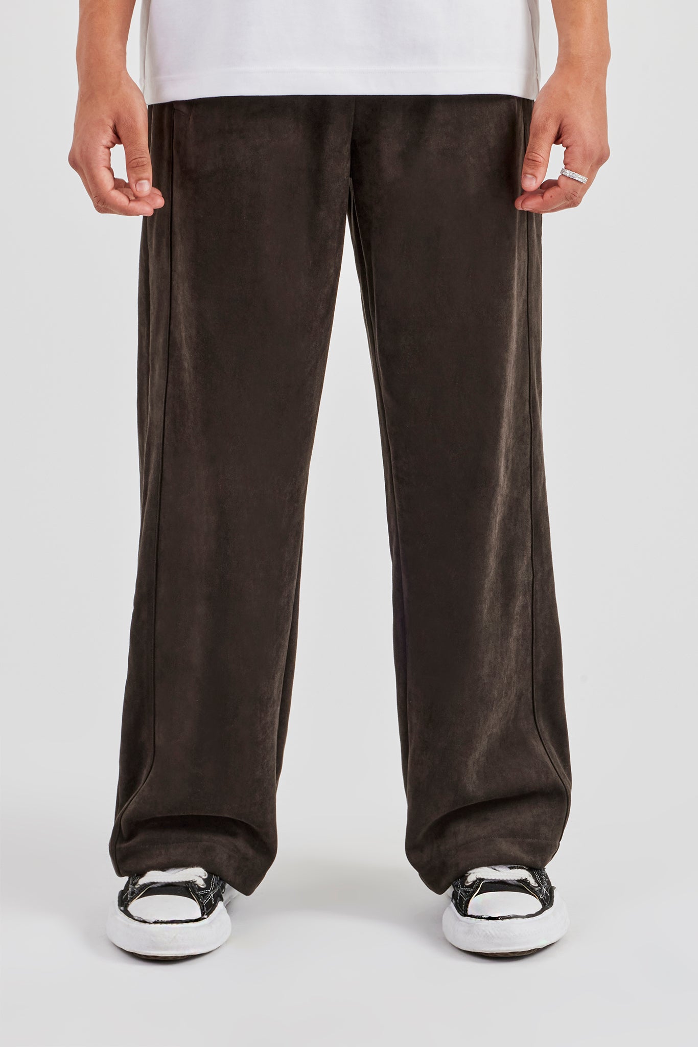 Suede Relaxed Jogger - Charcoal