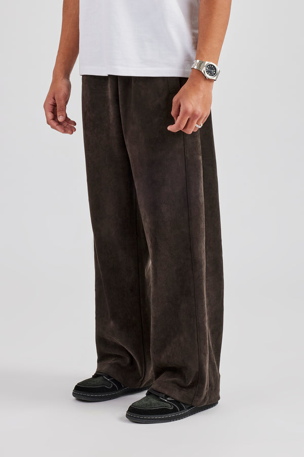 Suede Straight Leg Jogger - Charcoal