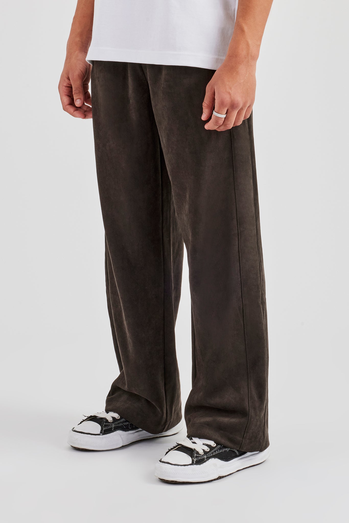 Suede Relaxed Jogger - Charcoal
