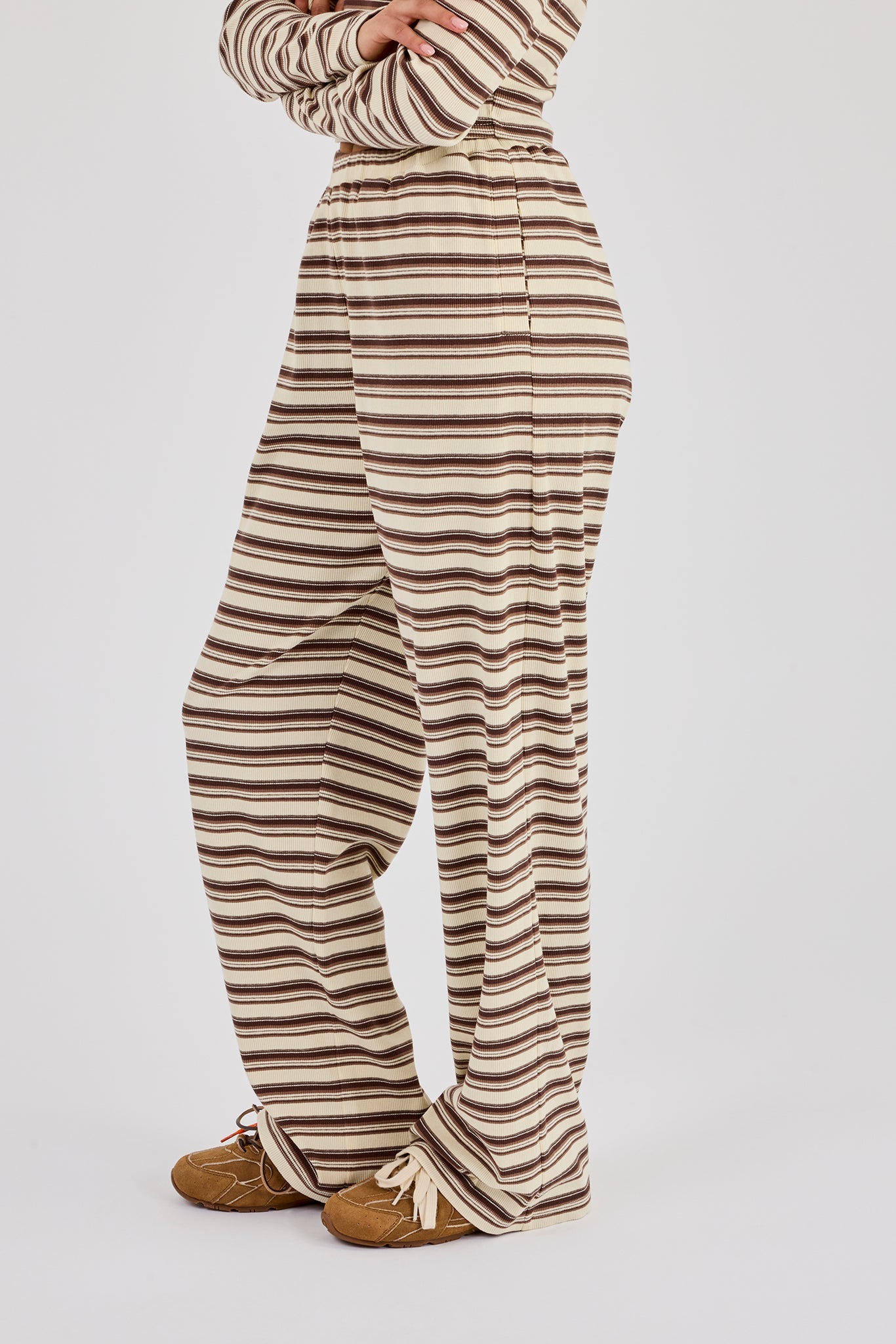 Striped Wide Leg Trouser - Off White