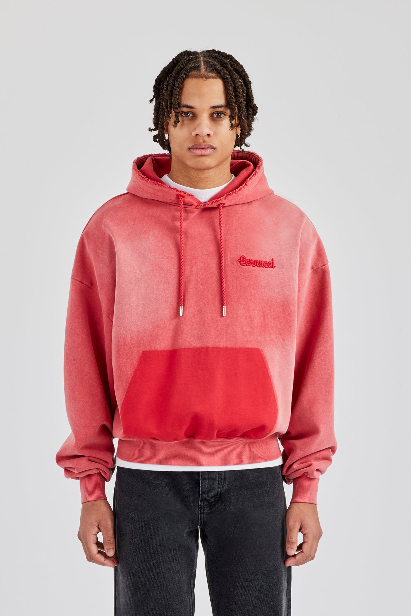 Washed Pocket Boxy Hoodie - Red | Mens Hoodies & Sweats | Shop OTH