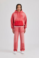 Washed Pocket Boxy Hoodie - Red