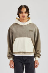 Ombre Wash Contrast Pocket Hoodie Khaki