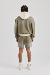 Ombre Wash Contrast Pocket Hoodie & Short Khaki