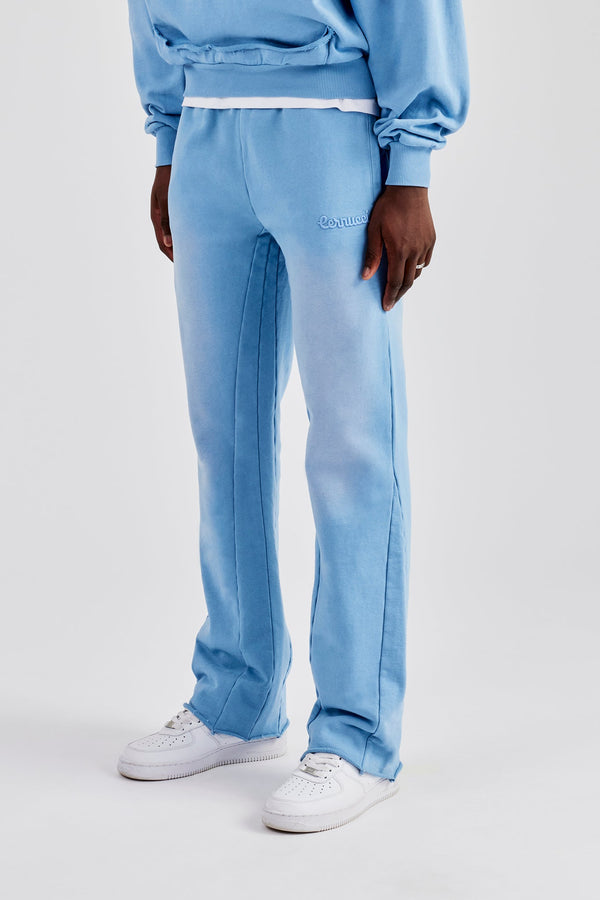 Washed Slim Flare Joggers - Blue