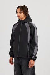 Nylon Track Jacket With Panels - Black