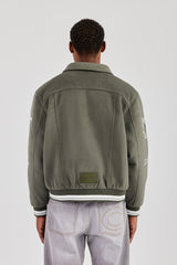 Varsity Badge Harrington Bomber - Grey