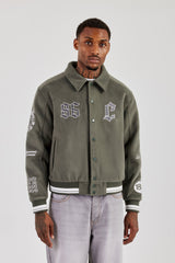 Varsity Badge Harrington Bomber - Grey
