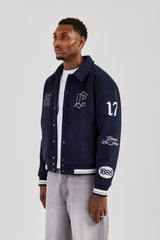 Varsity Badge Harrington Bomber - Navy
