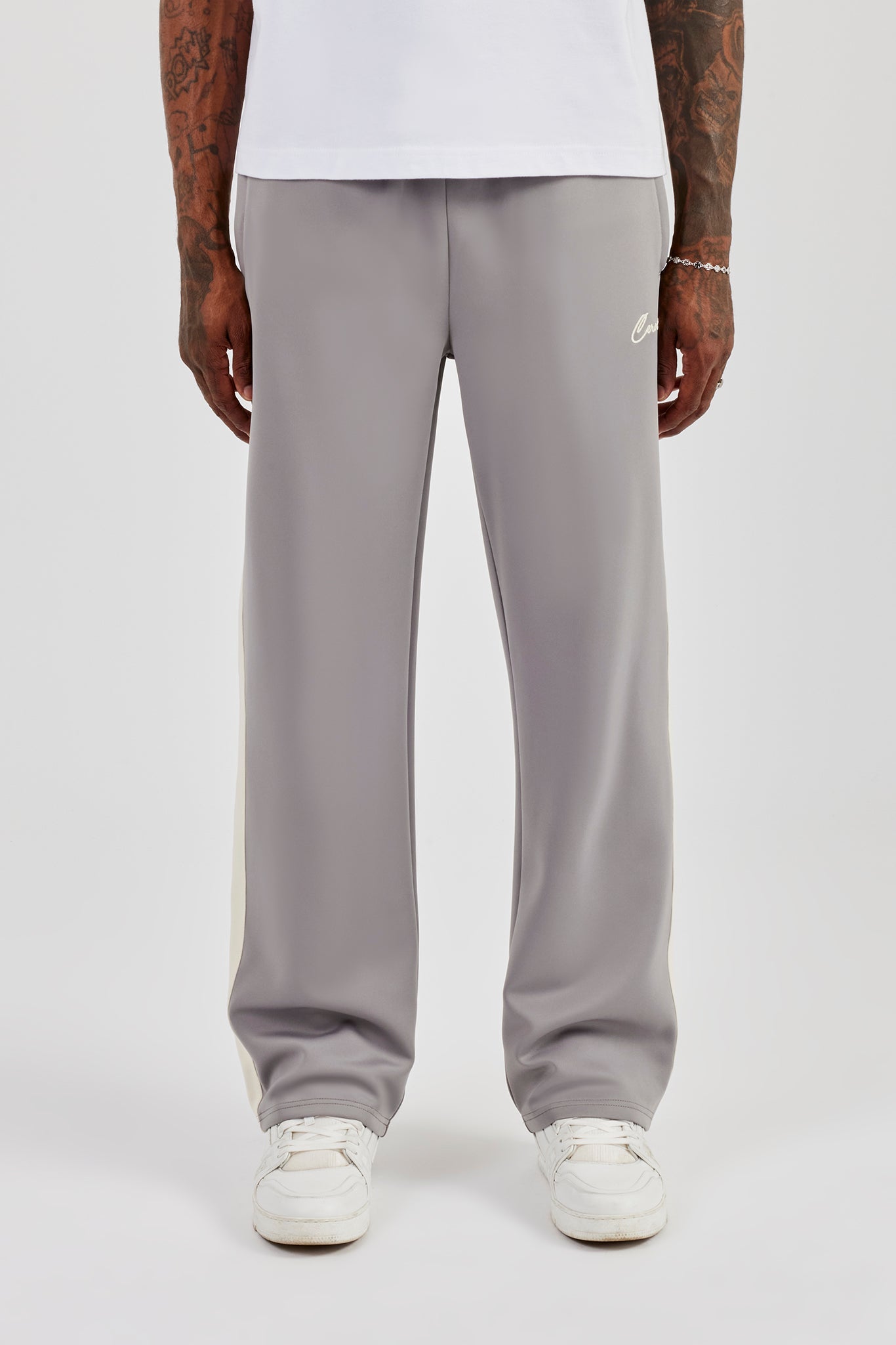Poly Contrast Relaxed Trouser - Grey