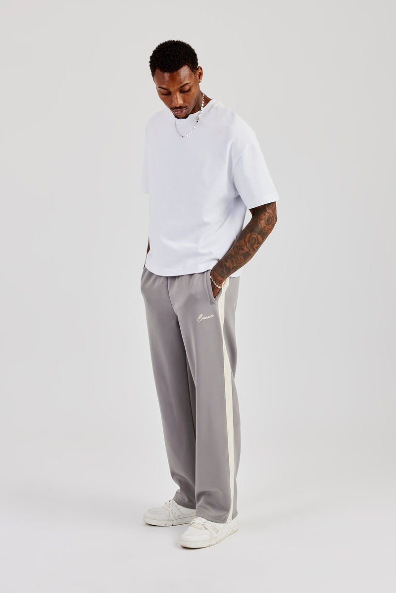Poly Contrast Relaxed Trouser - Grey