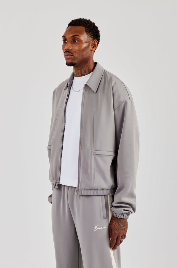 Poly Contrast Track Jacket - Grey