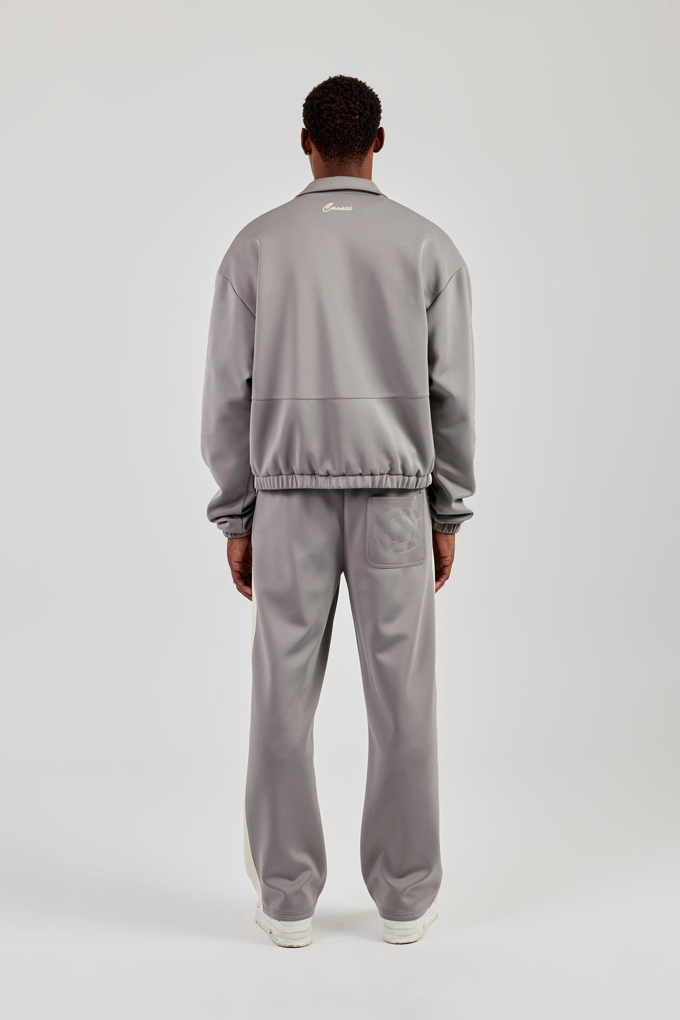 Poly Contrast Track Jacket & Relaxed Trouser - Grey
