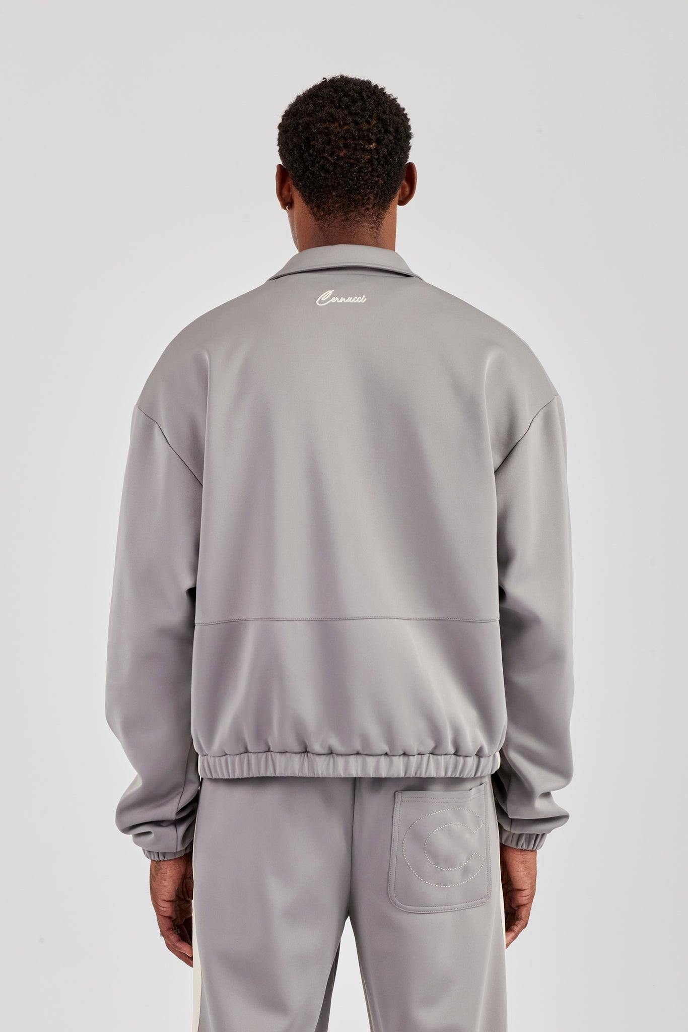 Poly Contrast Track Jacket - Grey